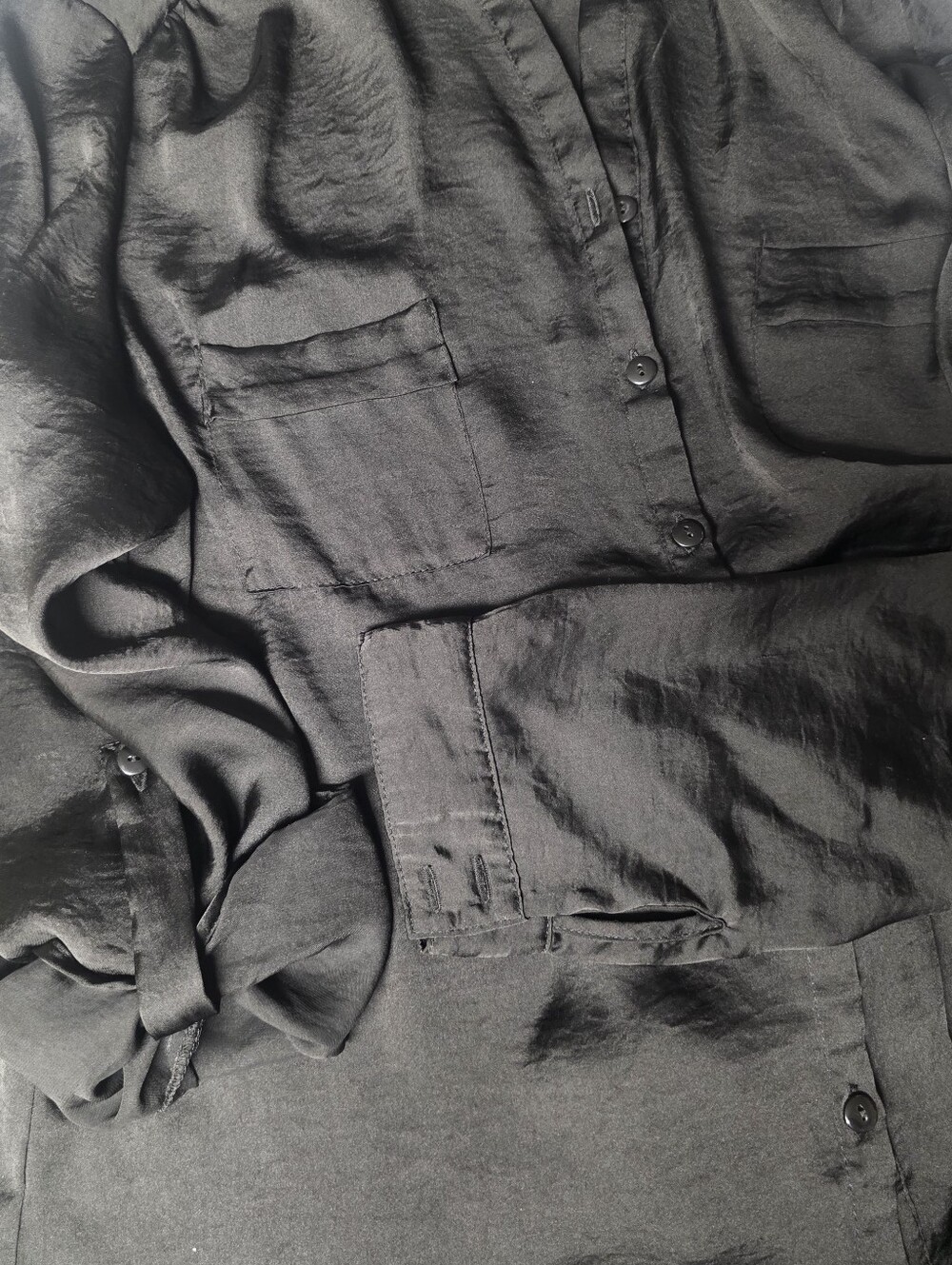 Encoded Black Button-Front Blouse - Picture 12 of 12